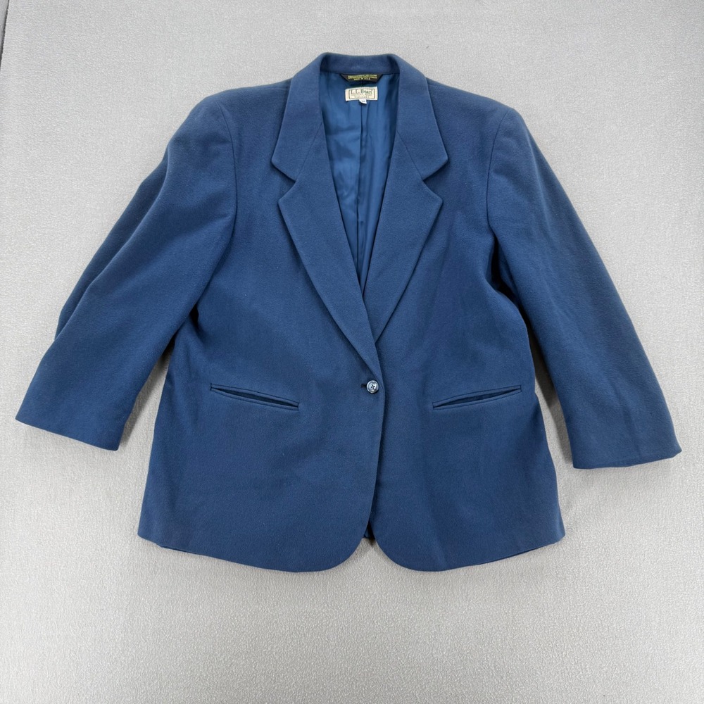Vintage L.L. Bean Teal Blue Single-Button Blazer Jacket Size 18P Petite